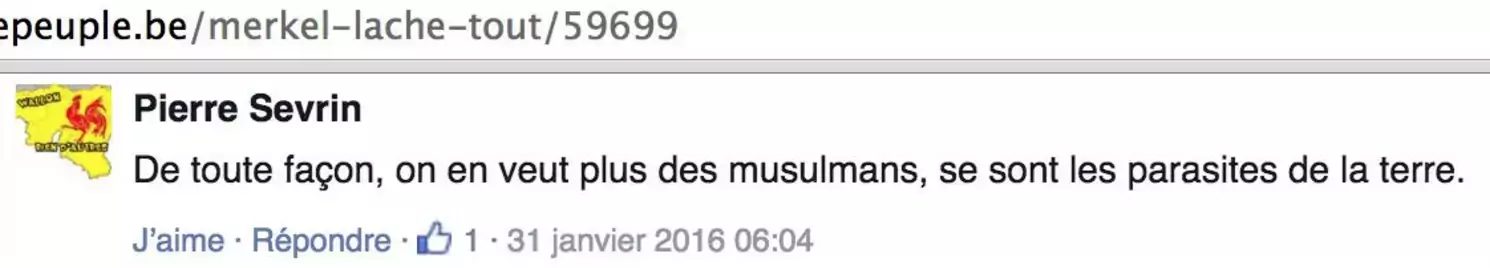 Injures islamophobes de Pierre Sevrin sur Le Peuple, organe de presse du parti d'extrême-droite PP