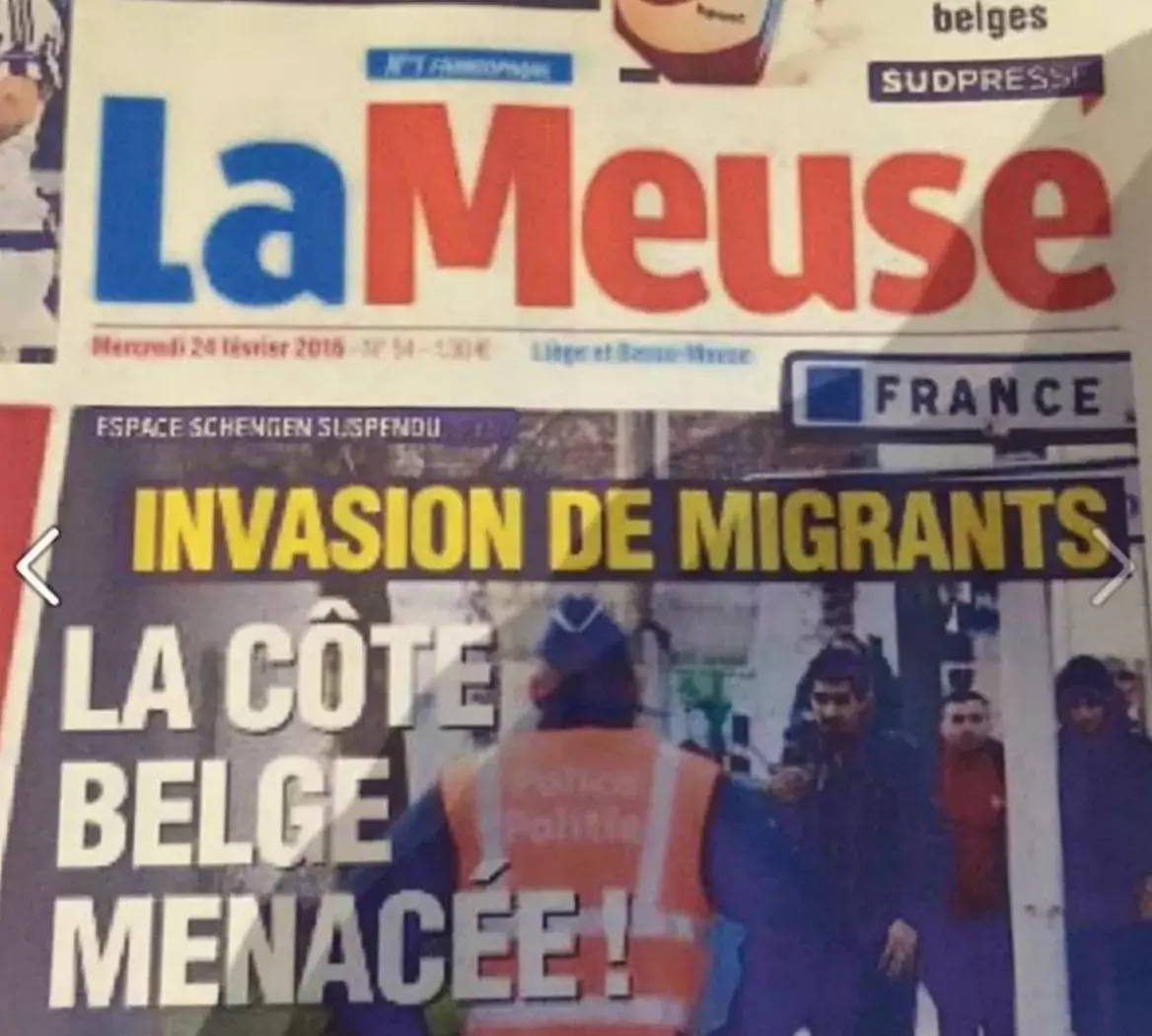 Une du groupe Sudpresse évoquant une "invasion" de la côte Belge par des migrants